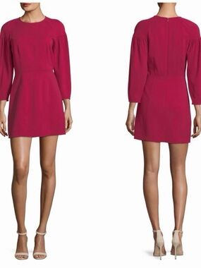 A.L.C. Renton Crewneck Pouf-Sleeve Short Dress